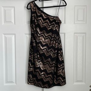 Women’s One Shoulder Sequin Embellished Cocktail Dress